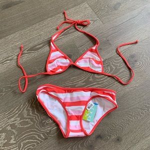 Agua Doce striped bikini top and bottom